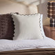 Linen Blend Scallop Edge Cushion Cover - Natural/Black - DUSK