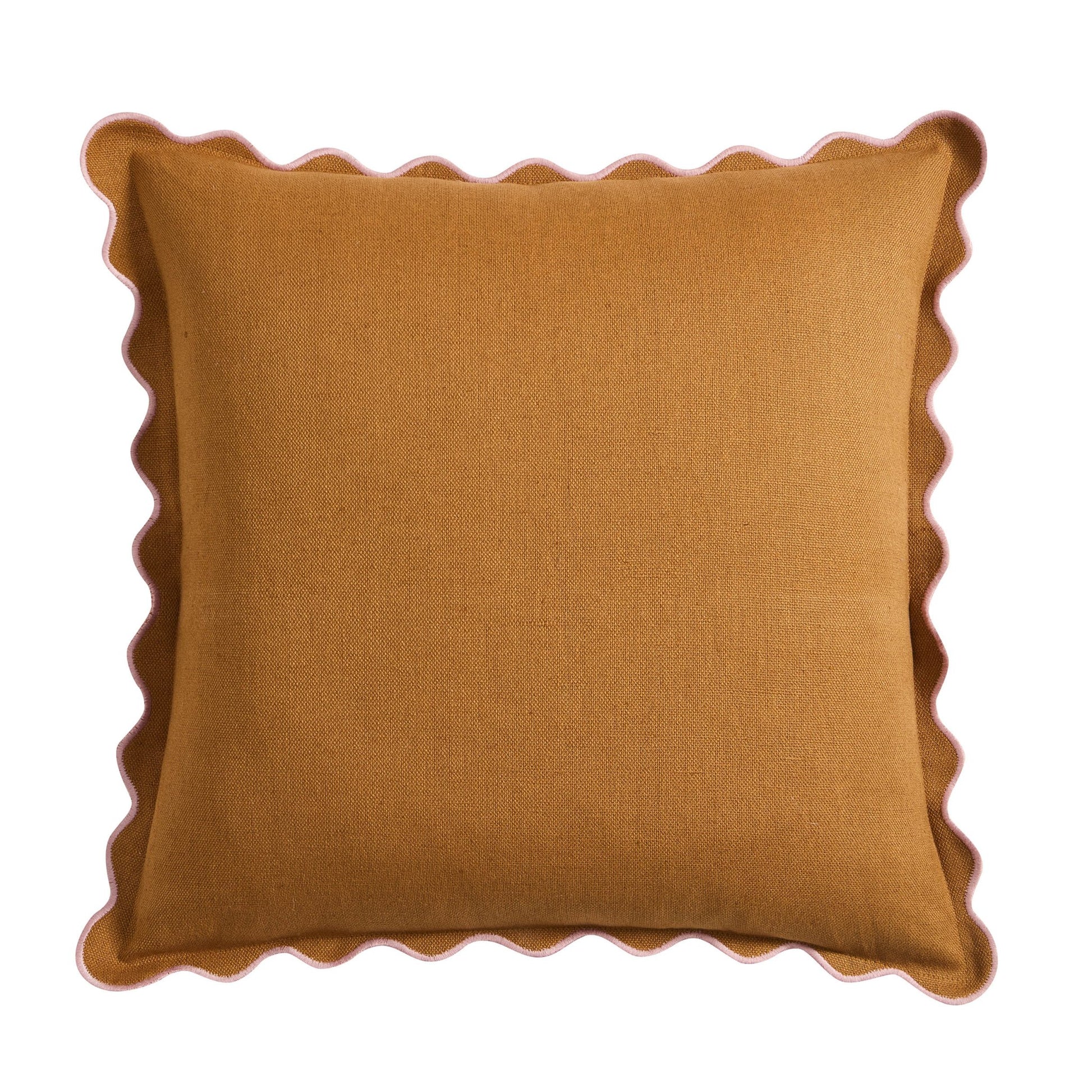 Linen Blend Scallop Edge Cushion Cover - Orange/Pink - DUSK