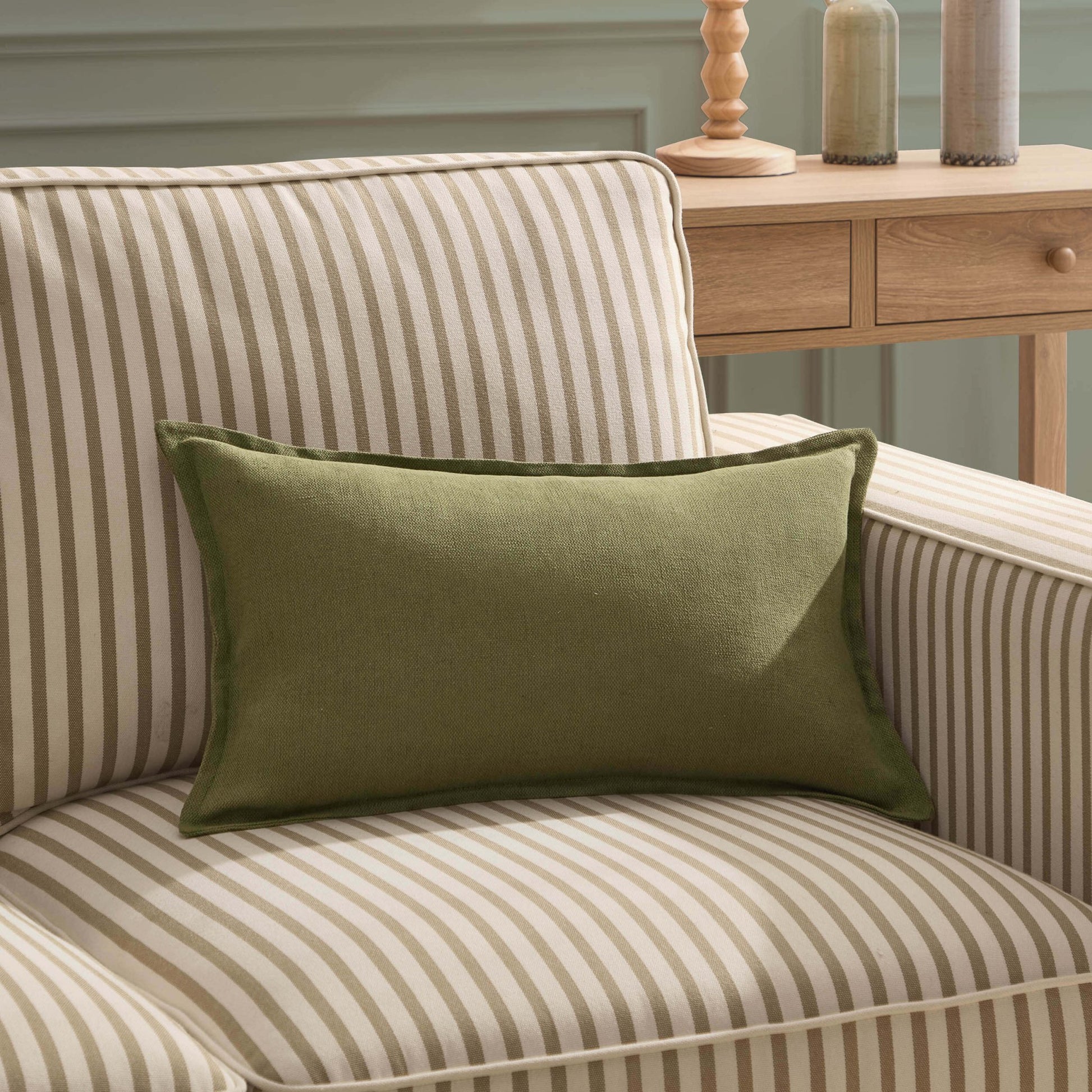 Linen Blend Sofa Cushion Cover - Olive Green - DUSK