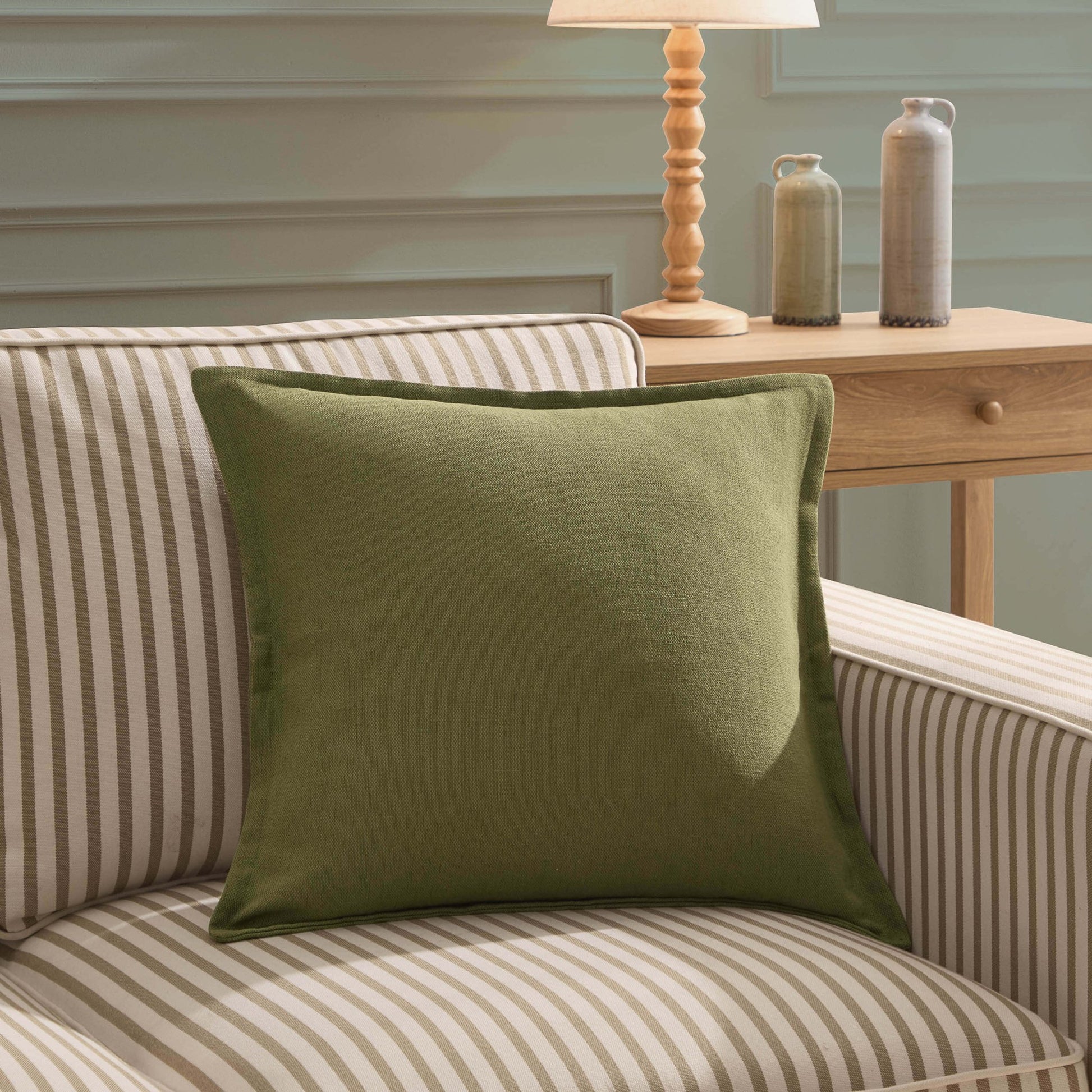 Linen Blend Sofa Cushion Cover - Olive Green - DUSK