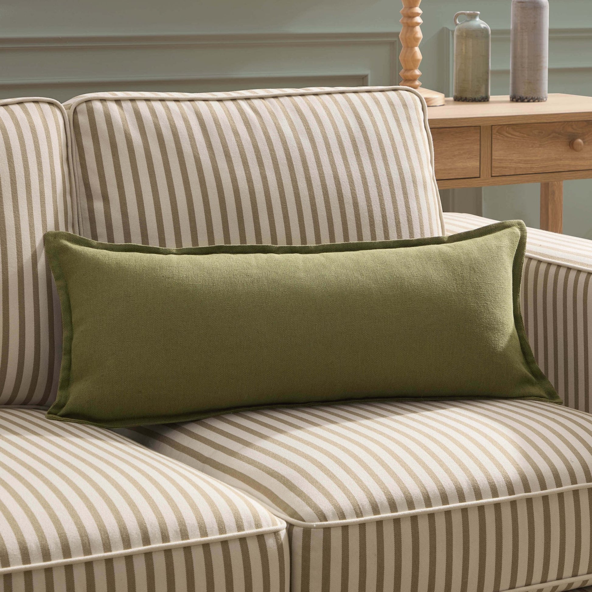 Linen Blend Sofa Cushion Cover - Olive Green - DUSK