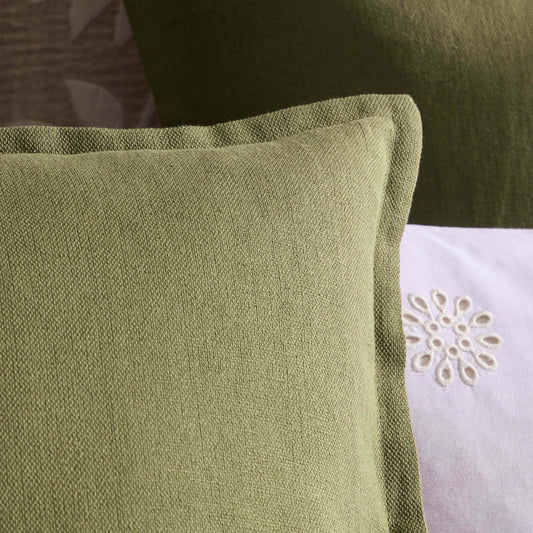 Linen Blend Sofa Cushion Cover - Olive Green - DUSK