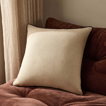 Linen Look Contrast Edge Sofa Cushion Cover - DUSK