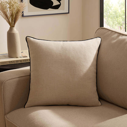 Linen Look Contrast Edge Sofa Cushion Cover - DUSK