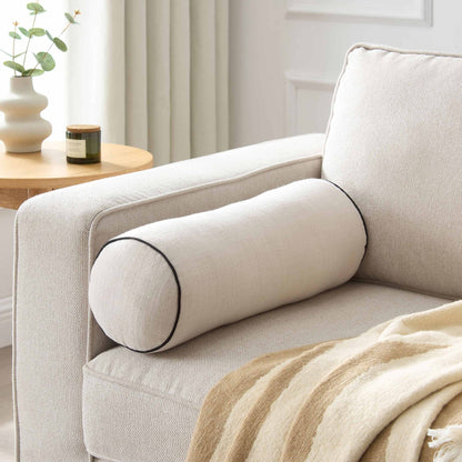 Linen Look Piped Edge Sofa Cushion Cover - Stone/Black - DUSK