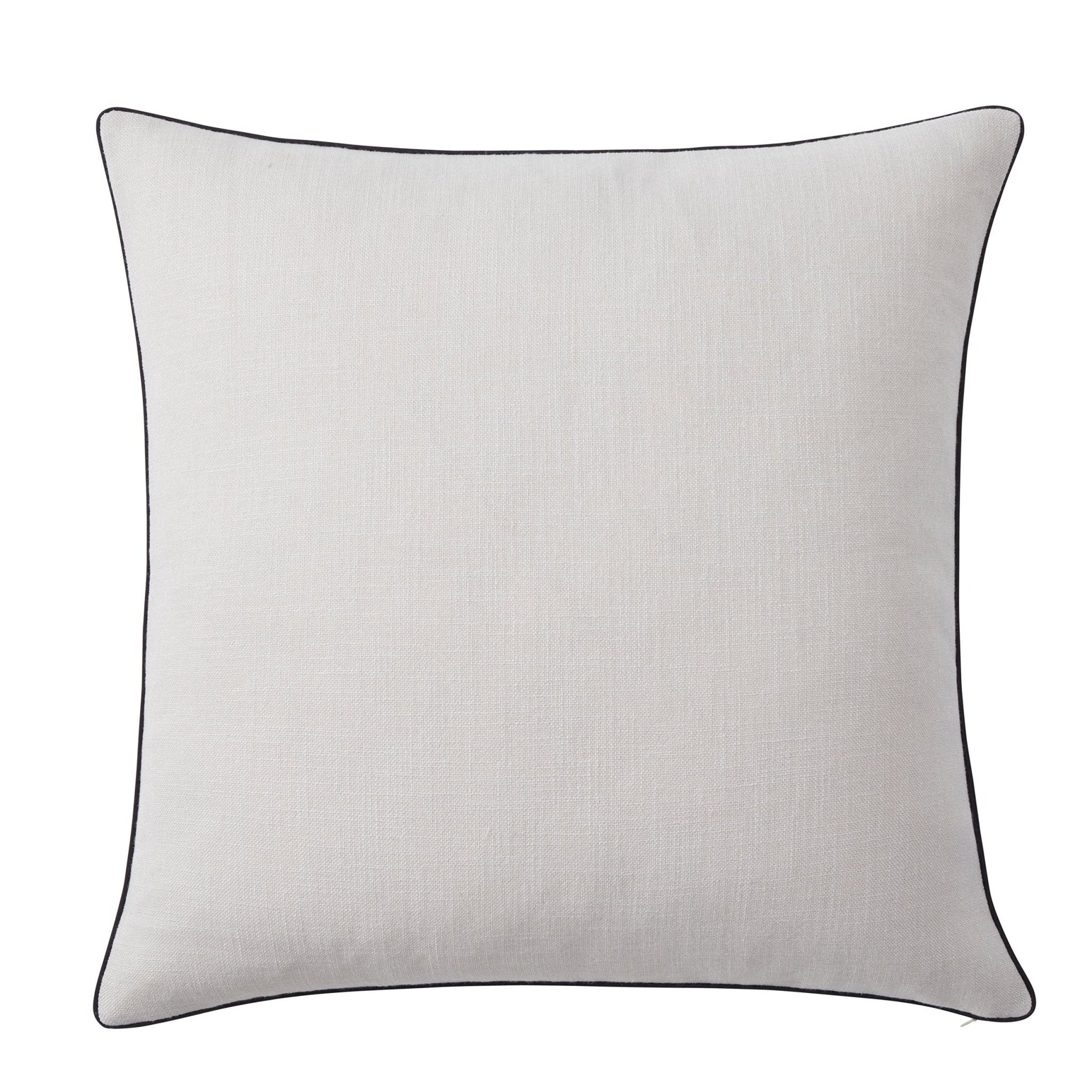 Linen Look Piped Edge Sofa Cushion Cover - Stone/Black - DUSK