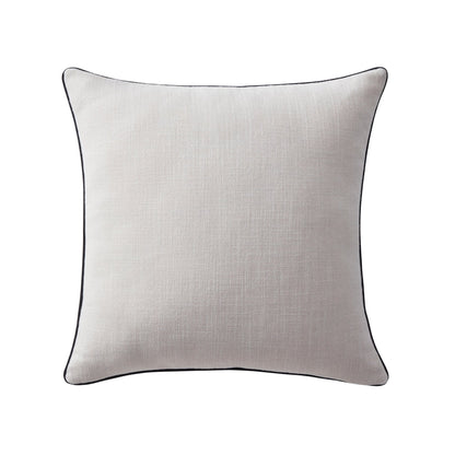 Linen Look Piped Edge Sofa Cushion Cover - Stone/Black - DUSK
