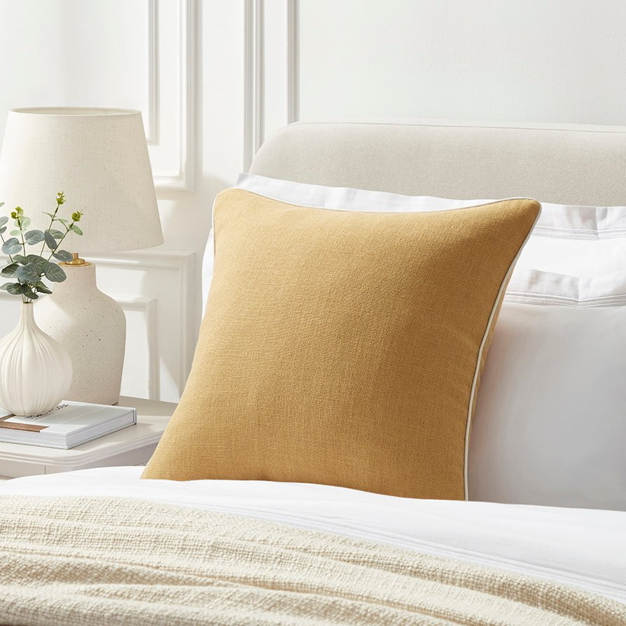 Linen Look Sofa Cushion Cover - Yellow - DUSK