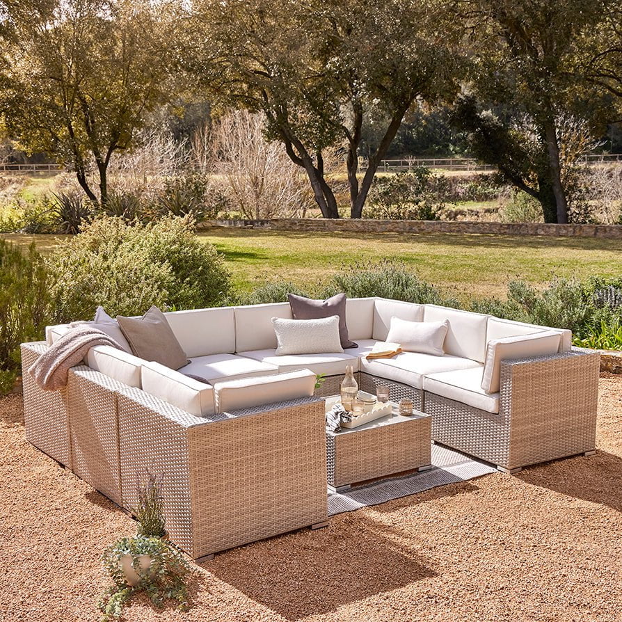 Lisbon Large U-Shape Garden Sofa Set - Natural - DUSK