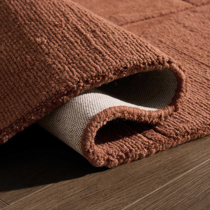 Liv Hand Woven Wool Geometric Pattern Rug - Rust - DUSK