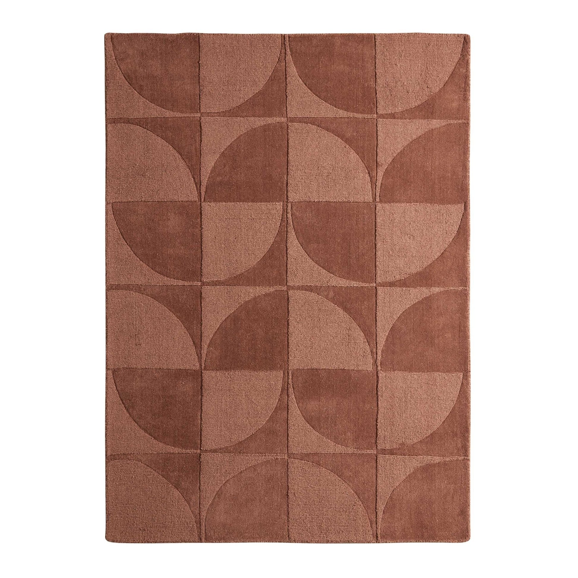 Liv Hand Woven Wool Geometric Pattern Rug - Rust - DUSK