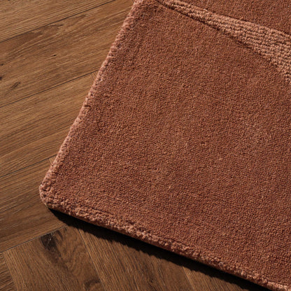Liv Hand Woven Wool Geometric Pattern Rug - Rust - DUSK