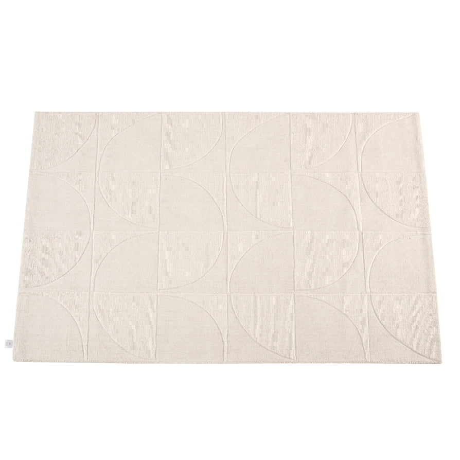 Liv Hand Woven Wool Half Circle Design Rug - Off White - DUSK