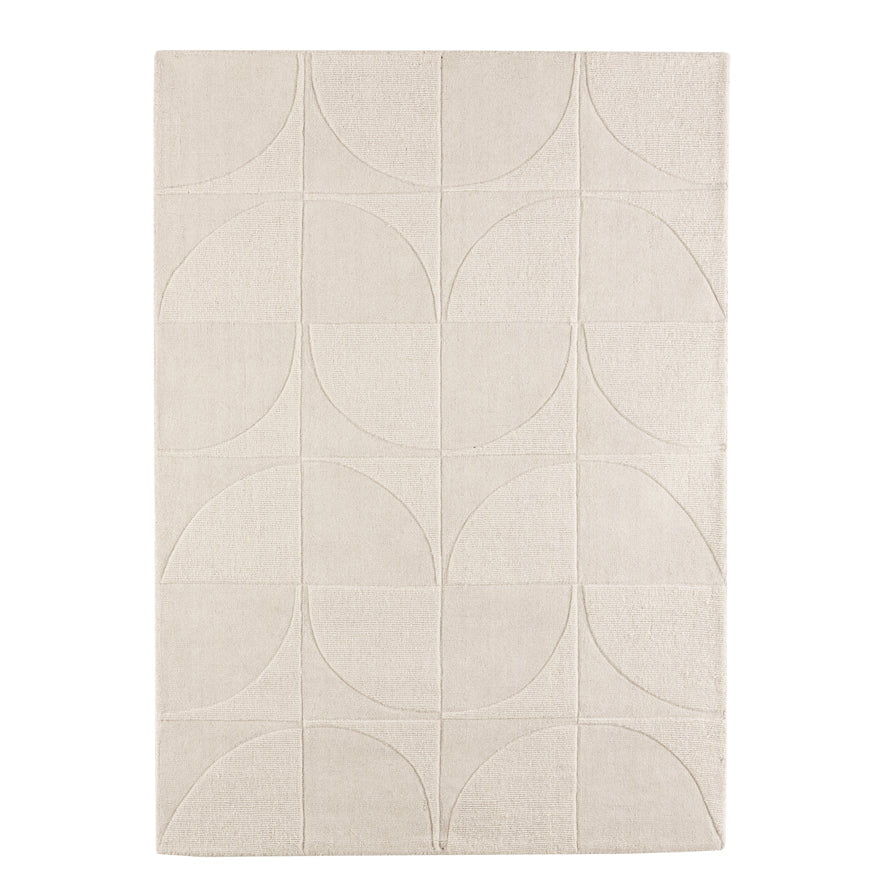 Liv Hand Woven Wool Half Circle Design Rug - Off White - DUSK