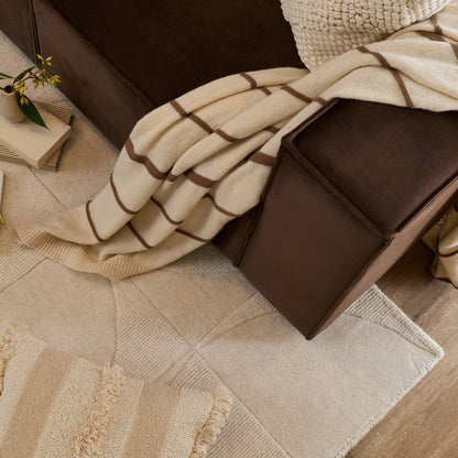 Liv Hand Woven Wool Half Circle Design Rug - Off White - DUSK