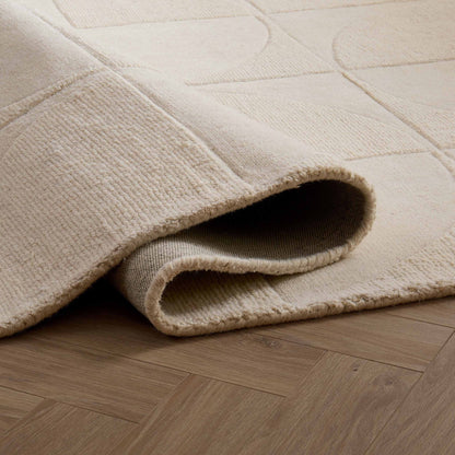 Liv Hand Woven Wool Half Circle Design Rug - Off White - DUSK