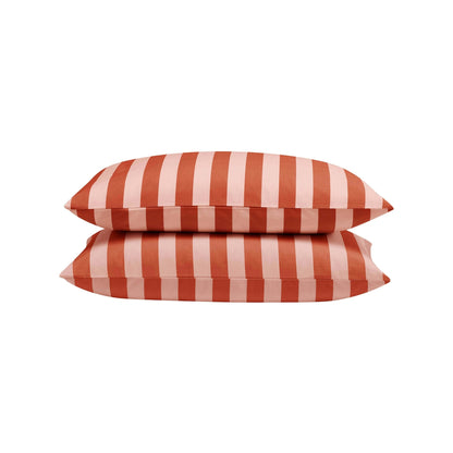 Livia 100% Cotton Tonal Stripe Duvet Cover & Pillowcase Set - Pink - DUSK