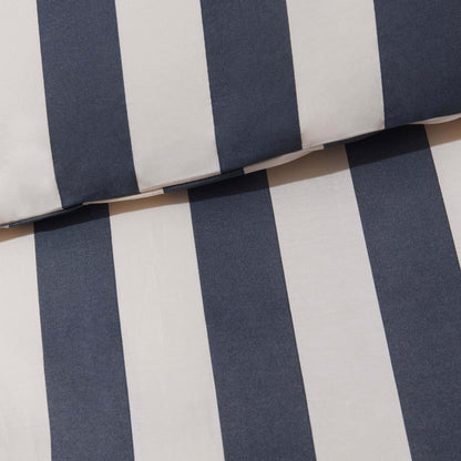Livia 100% Cotton Wide Printed Stripe Duvet Cover Set - Slate Blue - DUSK