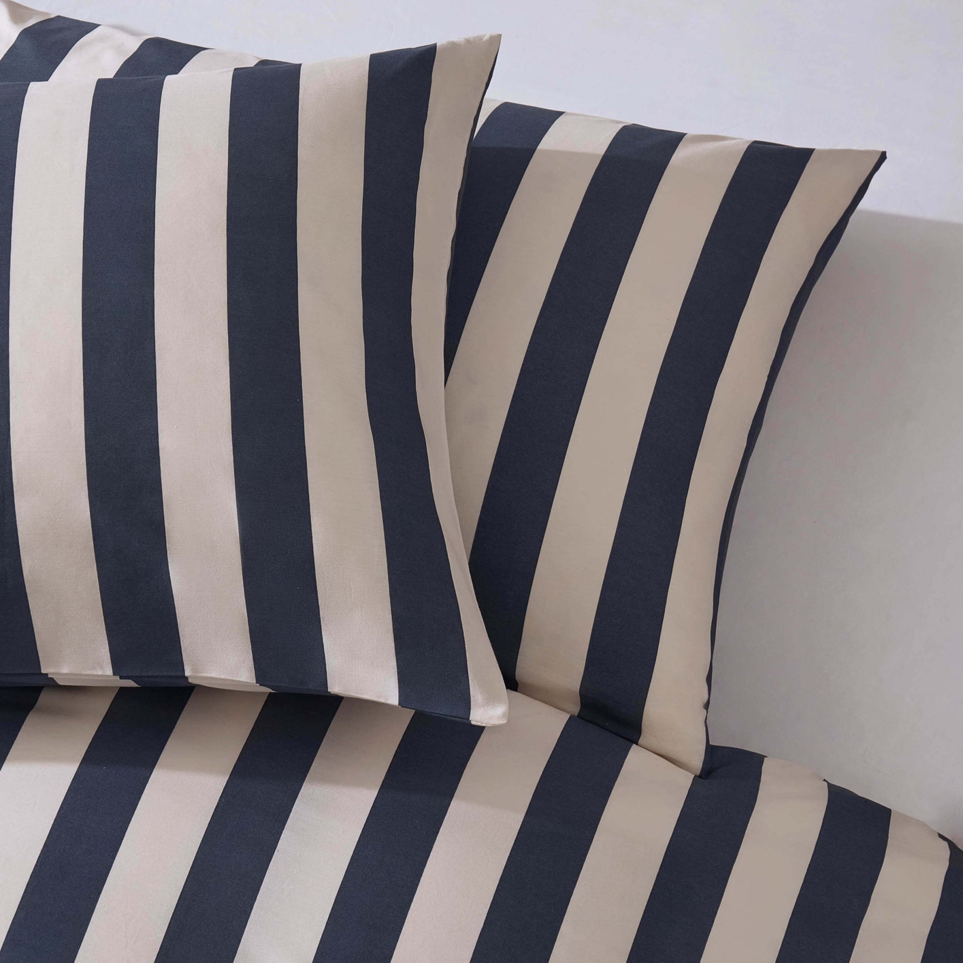 Livia 100% Cotton Wide Printed Stripe Duvet Cover Set - Slate Blue - DUSK