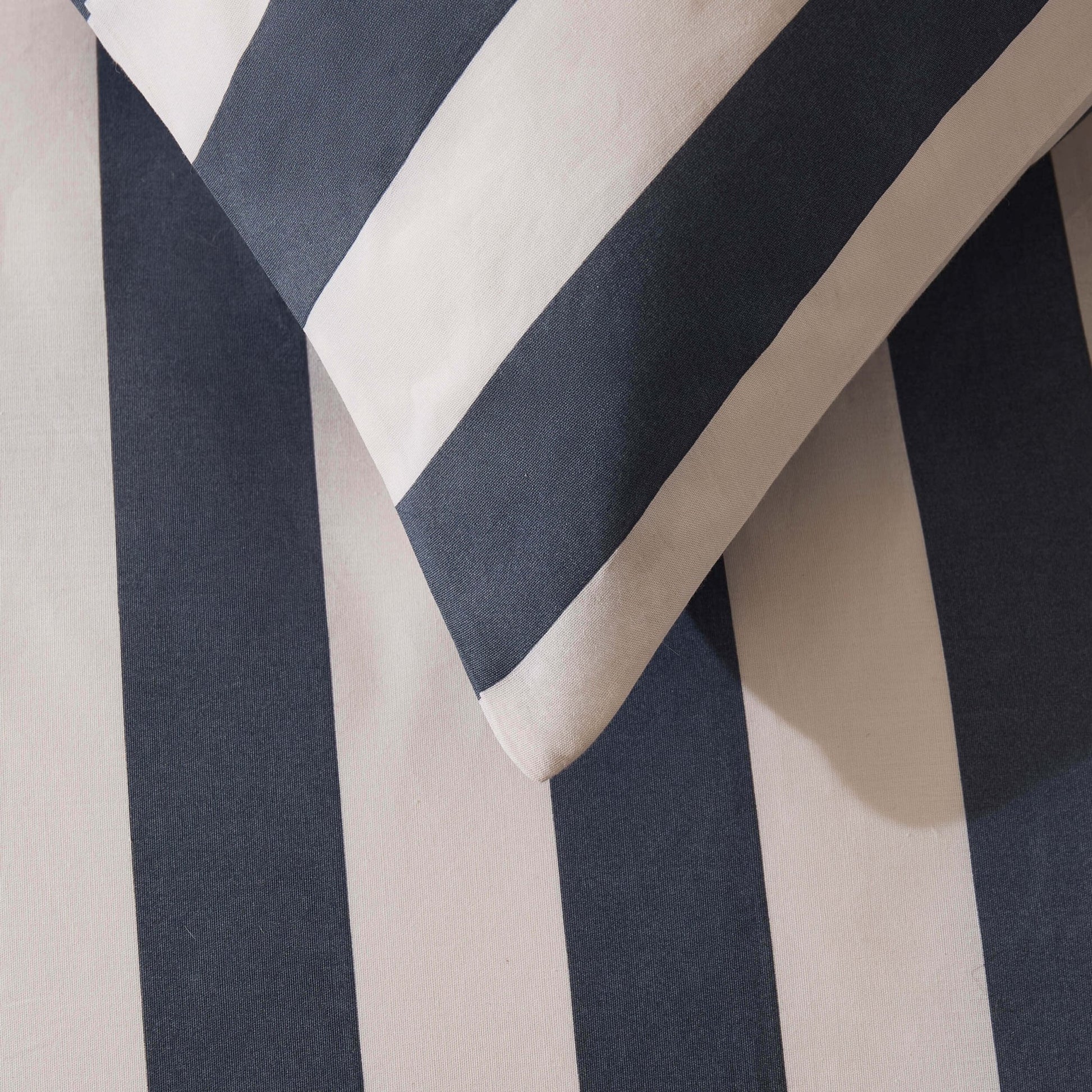 Livia 100% Cotton Wide Printed Stripe Duvet Cover Set - Slate Blue - DUSK