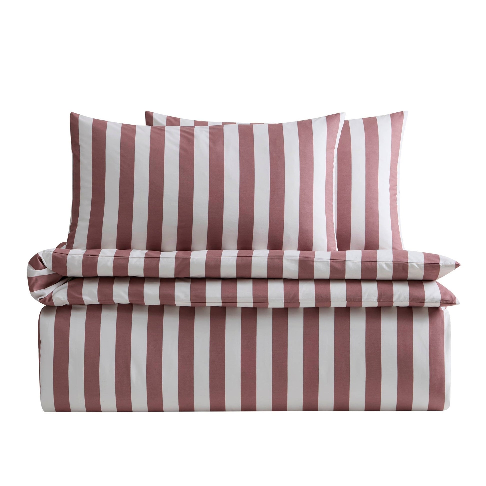 Livia Wide Printed Stripe Duvet Cover & Pillowcase Set - Berry - DUSK