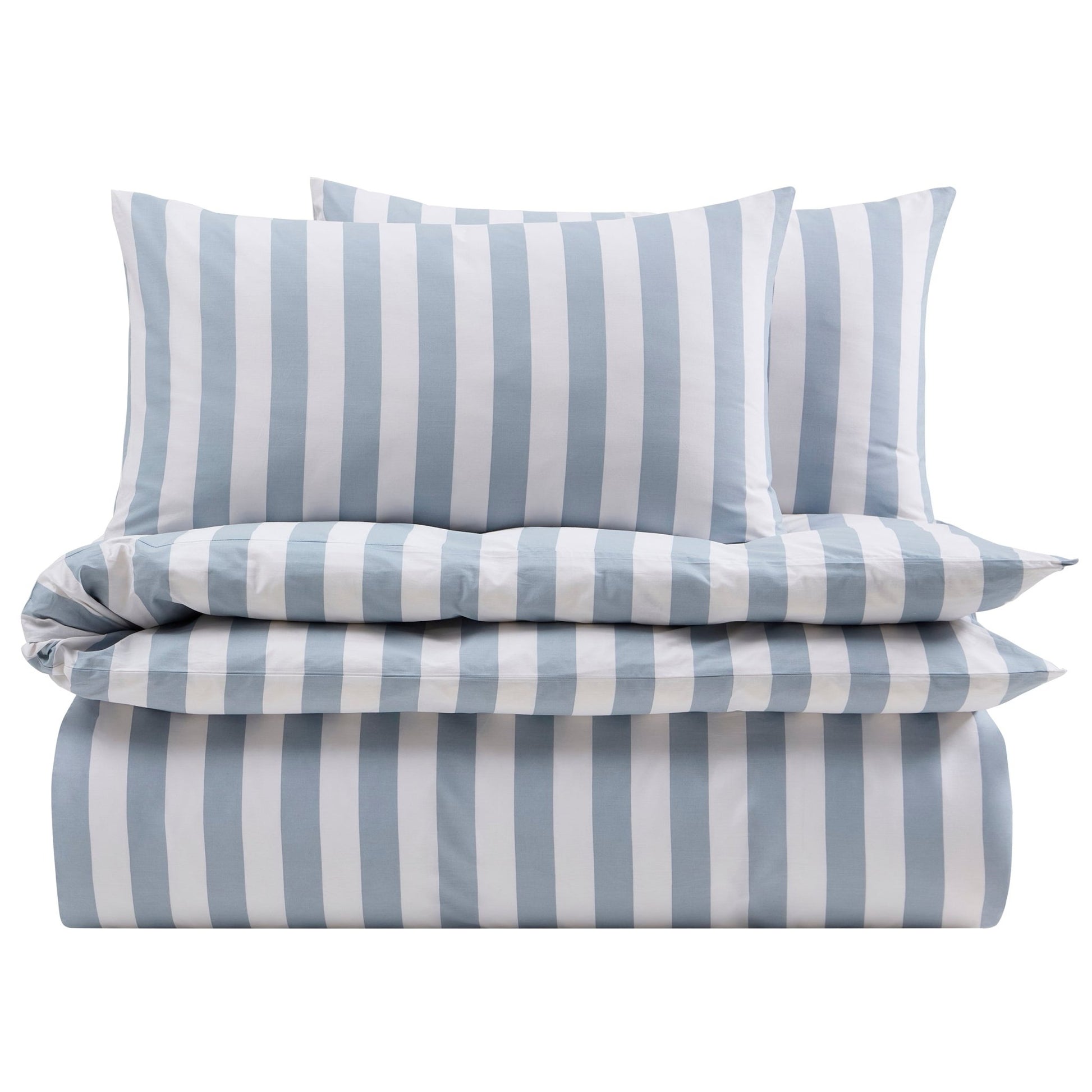 Livia Wide Printed Stripe Duvet Cover & Pillowcase Set - French Blue - DUSK