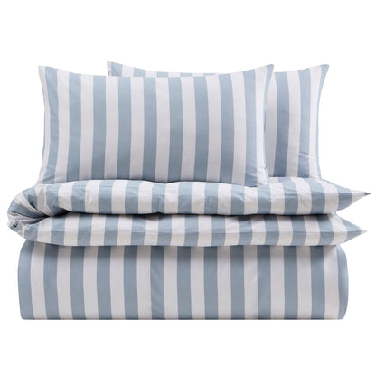 Livia Wide Printed Stripe Duvet Cover & Pillowcase Set - French Blue - DUSK