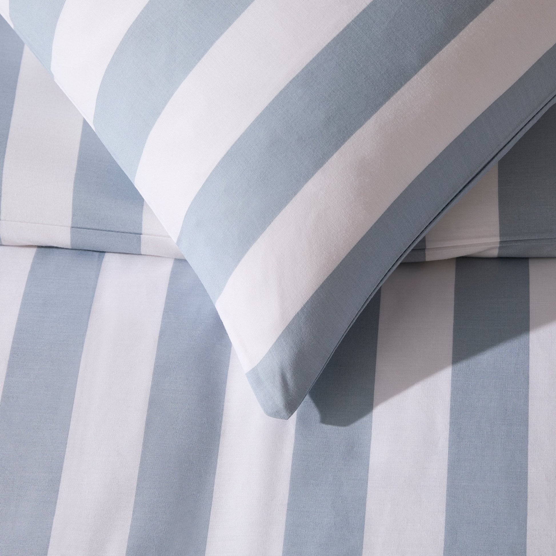 Livia Wide Printed Stripe Duvet Cover & Pillowcase Set - French Blue - DUSK