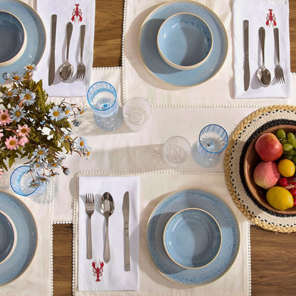 Lobster Embroidered Napkins - Set of 4 - DUSK