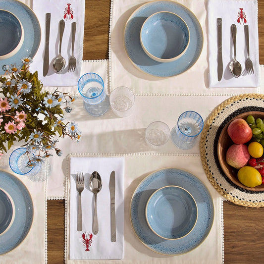 Lobster Embroidered Napkins - Set of 4 - DUSK
