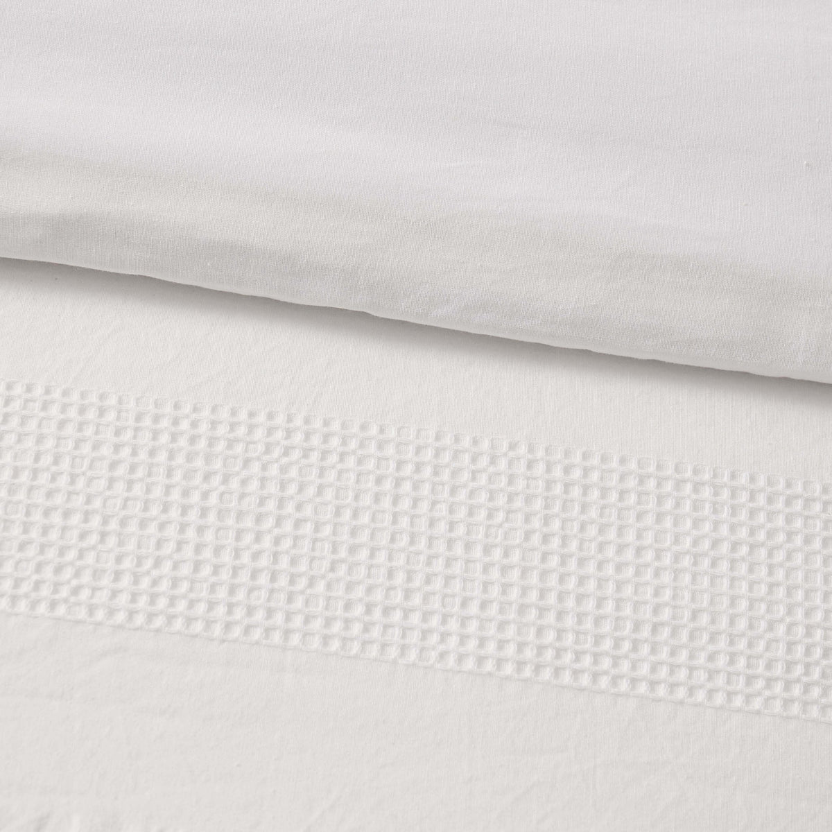 Logan 100% Cotton Waffle Stripe Duvet Cover & Pillowcase Set - White - DUSK