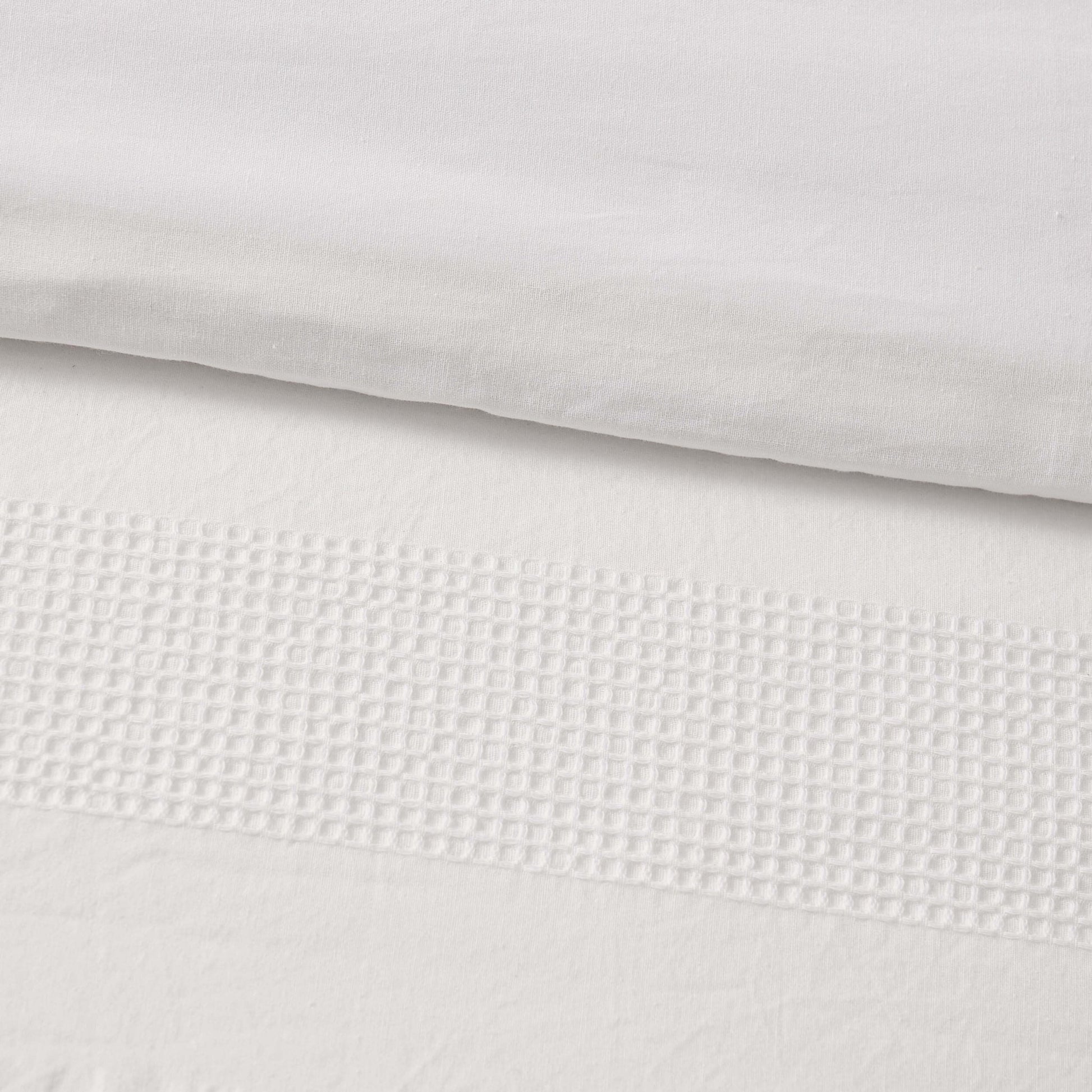 Logan 100% Cotton Waffle Stripe Duvet Cover & Pillowcase Set - White - DUSK