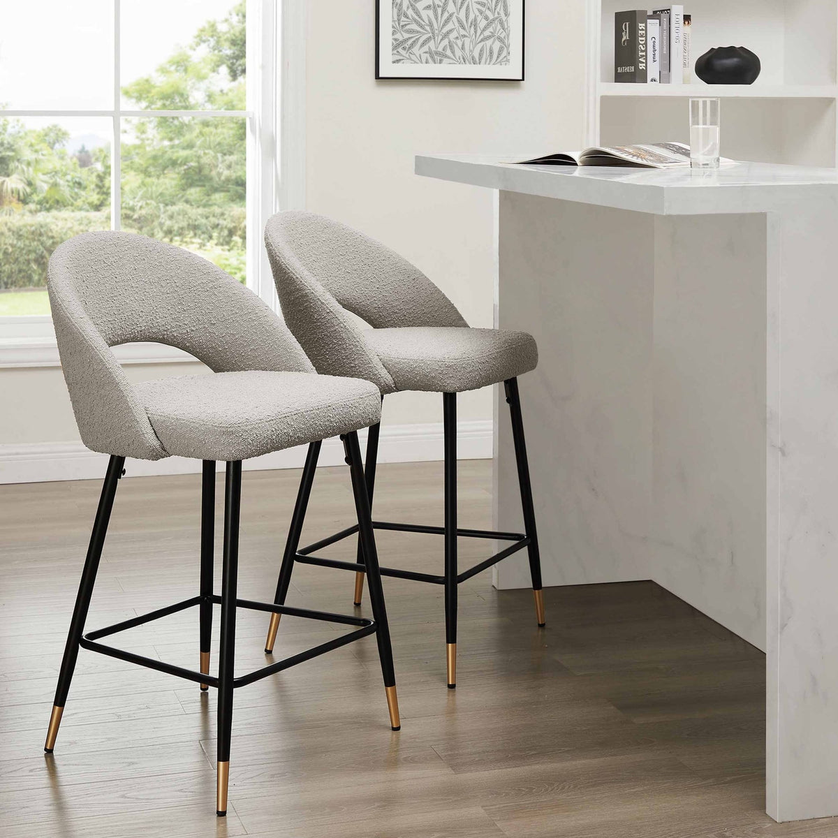 Lola Set of 2 Barstools - Bouclé - Taupe - DUSK