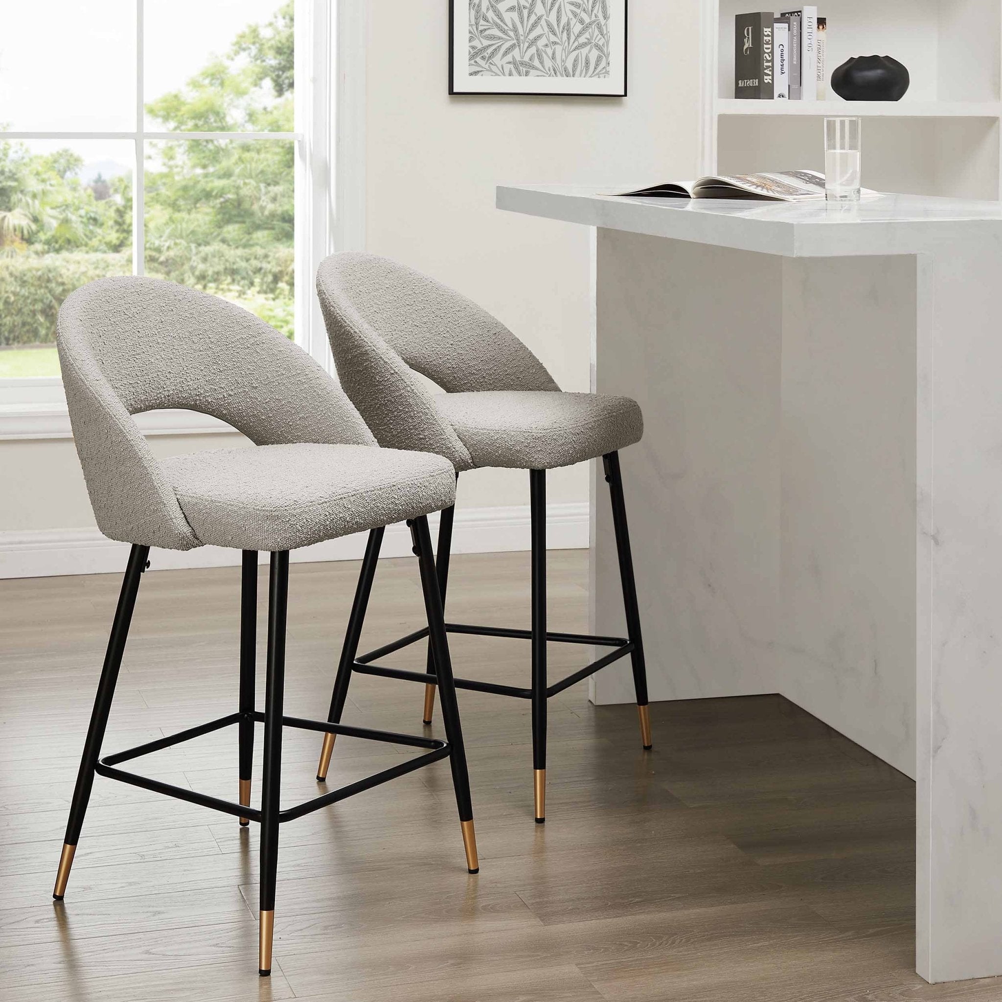 Lola Set of 2 Barstools - Bouclé - Taupe - DUSK