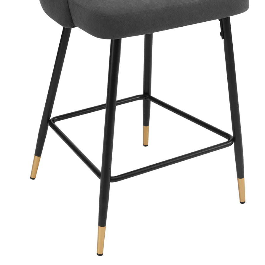 Lola Set of 2 Barstools - Matte Velvet - Grey - DUSK