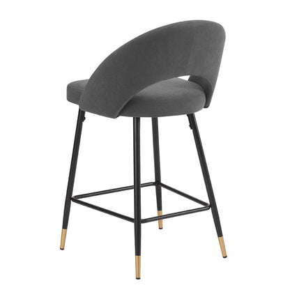 Lola Set of 2 Barstools - Matte Velvet - Grey - DUSK