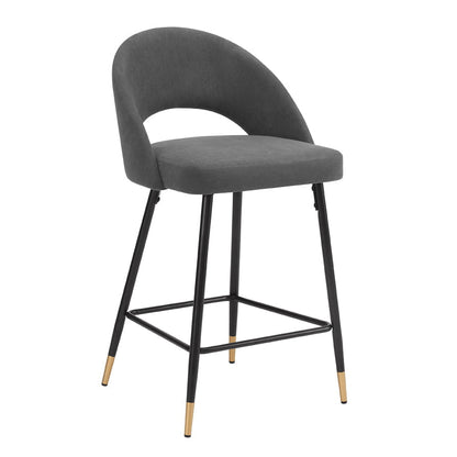 Lola Set of 2 Barstools - Matte Velvet - Grey - DUSK