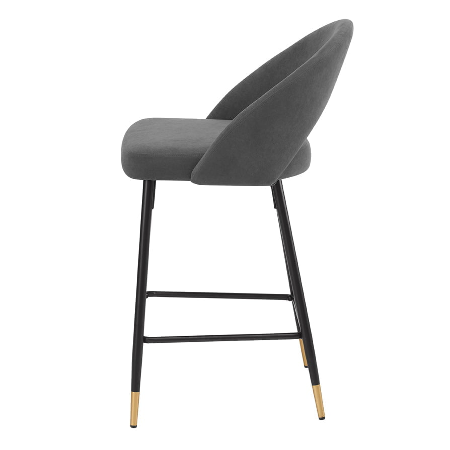 Lola Set of 2 Barstools - Matte Velvet - Grey - DUSK