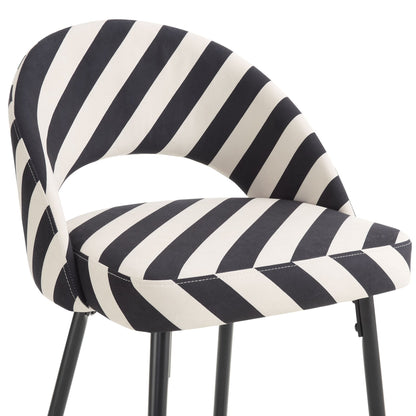 Lola Set of 2 Barstools - Mono Stripe - DUSK