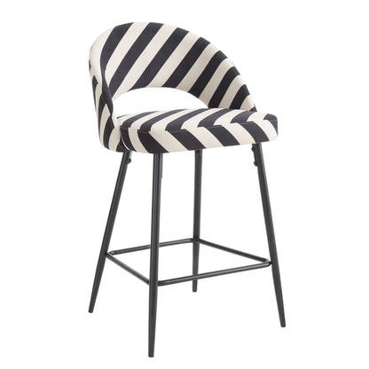 Lola Set of 2 Barstools - Mono Stripe - DUSK