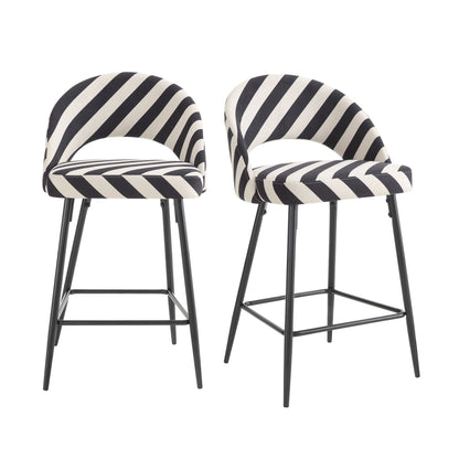 Lola Set of 2 Barstools - Mono Stripe - DUSK