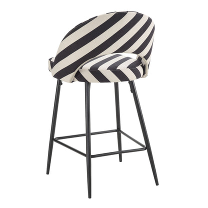 Lola Set of 2 Barstools - Mono Stripe - DUSK