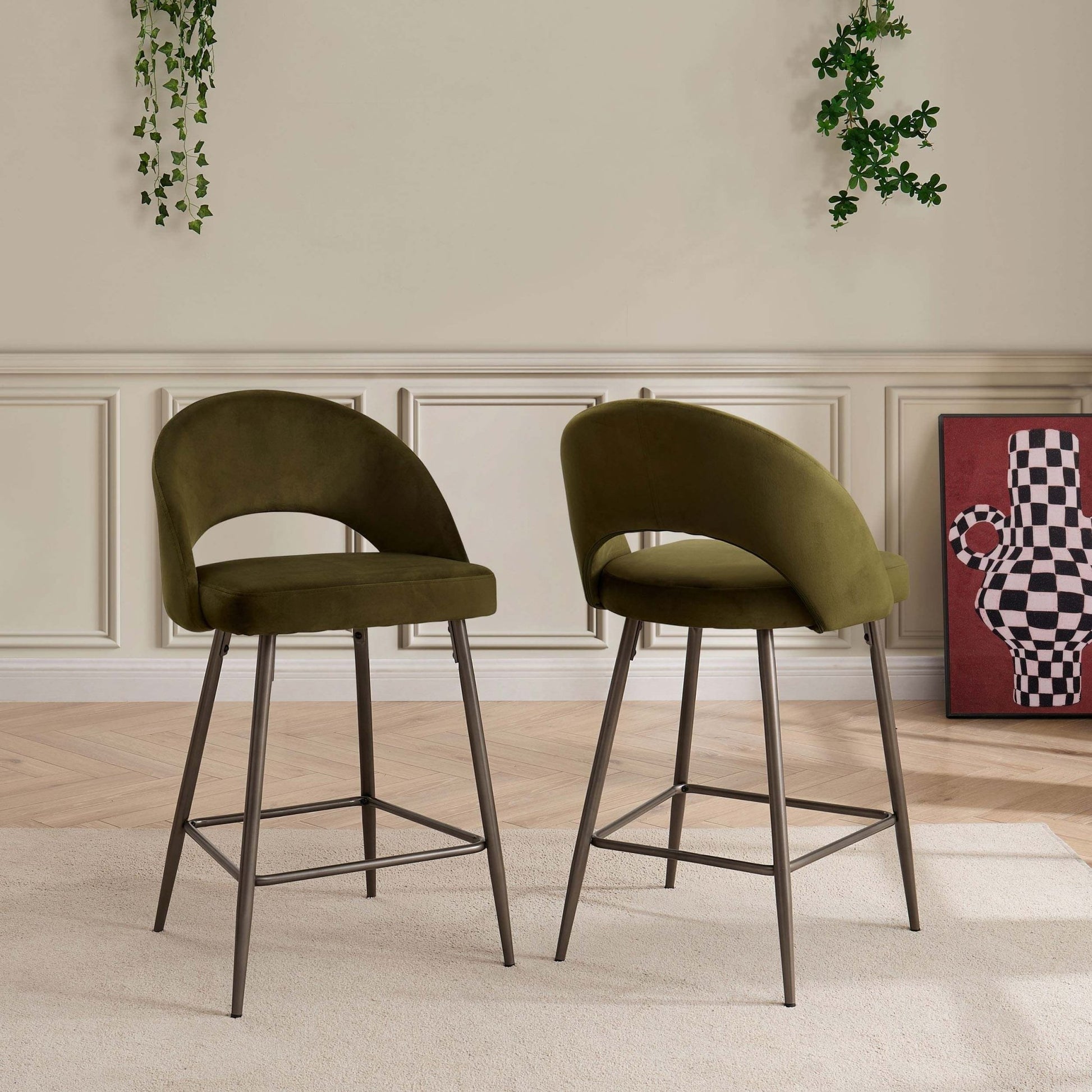 Lola Set of 2 Barstools - Rich Green - DUSK