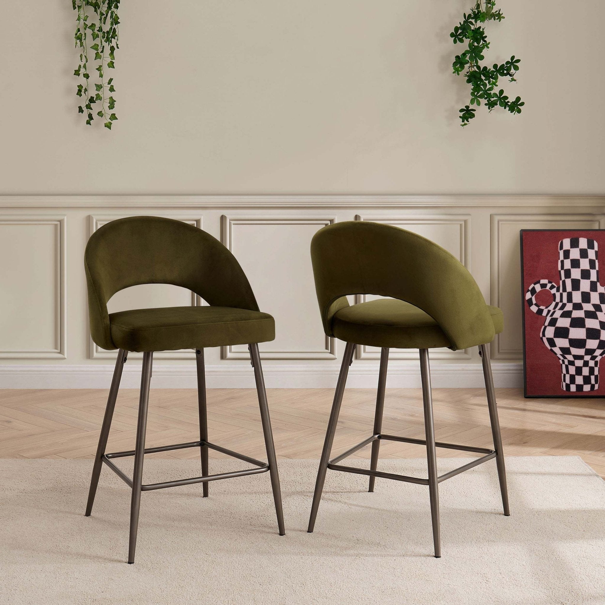 Lola Set of 2 Barstools - Rich Green - DUSK