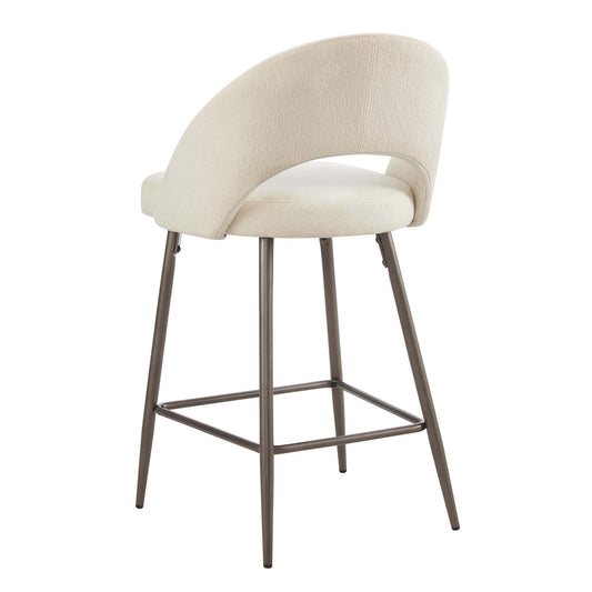 Lola Set of 2 Barstools - Teddy Fabric - DUSK