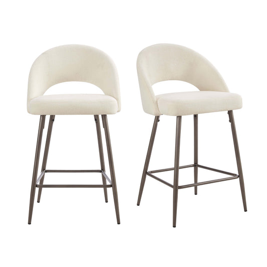 Lola Set of 2 Barstools - Teddy Fabric - DUSK