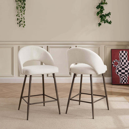 Lola Set of 2 Barstools - Teddy Fabric - DUSK