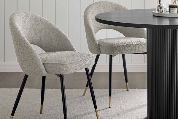 Lola Set of 2 Dining Chairs - Bouclé - Taupe - DUSK