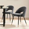 Lola Set of 2 Dining Chairs - Matte Velvet - Grey - DUSK