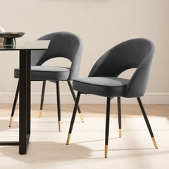 Lola Set of 2 Dining Chairs - Matte Velvet - Grey - DUSK